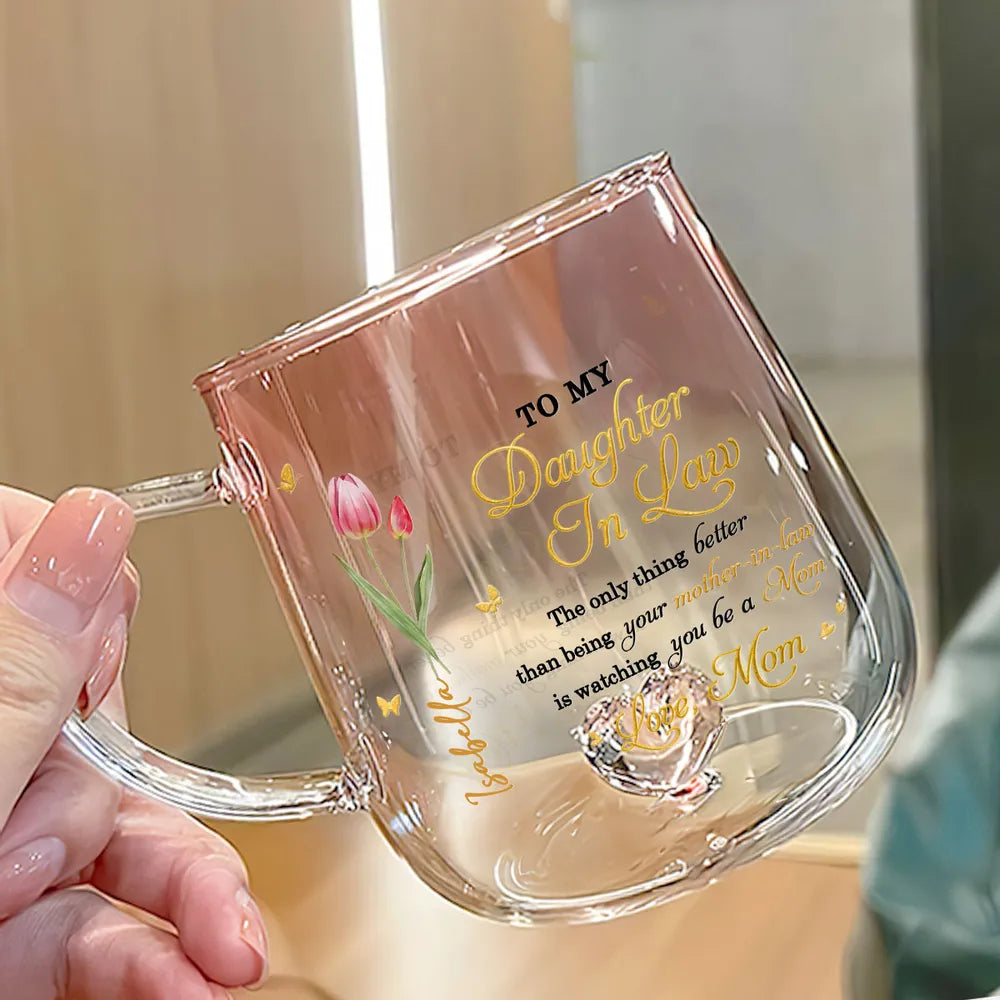 Watching You Be A Mom - Personalized Gradient Glass Mug - Gift For Daughter