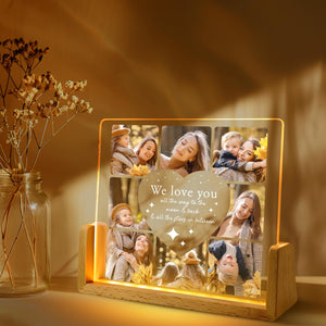 We Love You All The Way To The Moon And Back - Personalized Desk Name Plate - Photo Collage Gift For Mom From Daughter