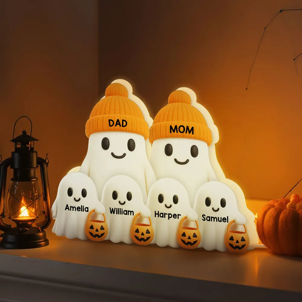 Family Boo Crew - Personalized Acrylic Light Box - Gift For Family, Halloween Decoration, Fall Season Gift