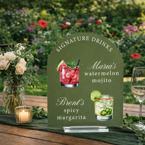 Personalized Signature Drinks Sign, Acrylic Wedding Bar Decor, Wedding Cocktail Bar Sign