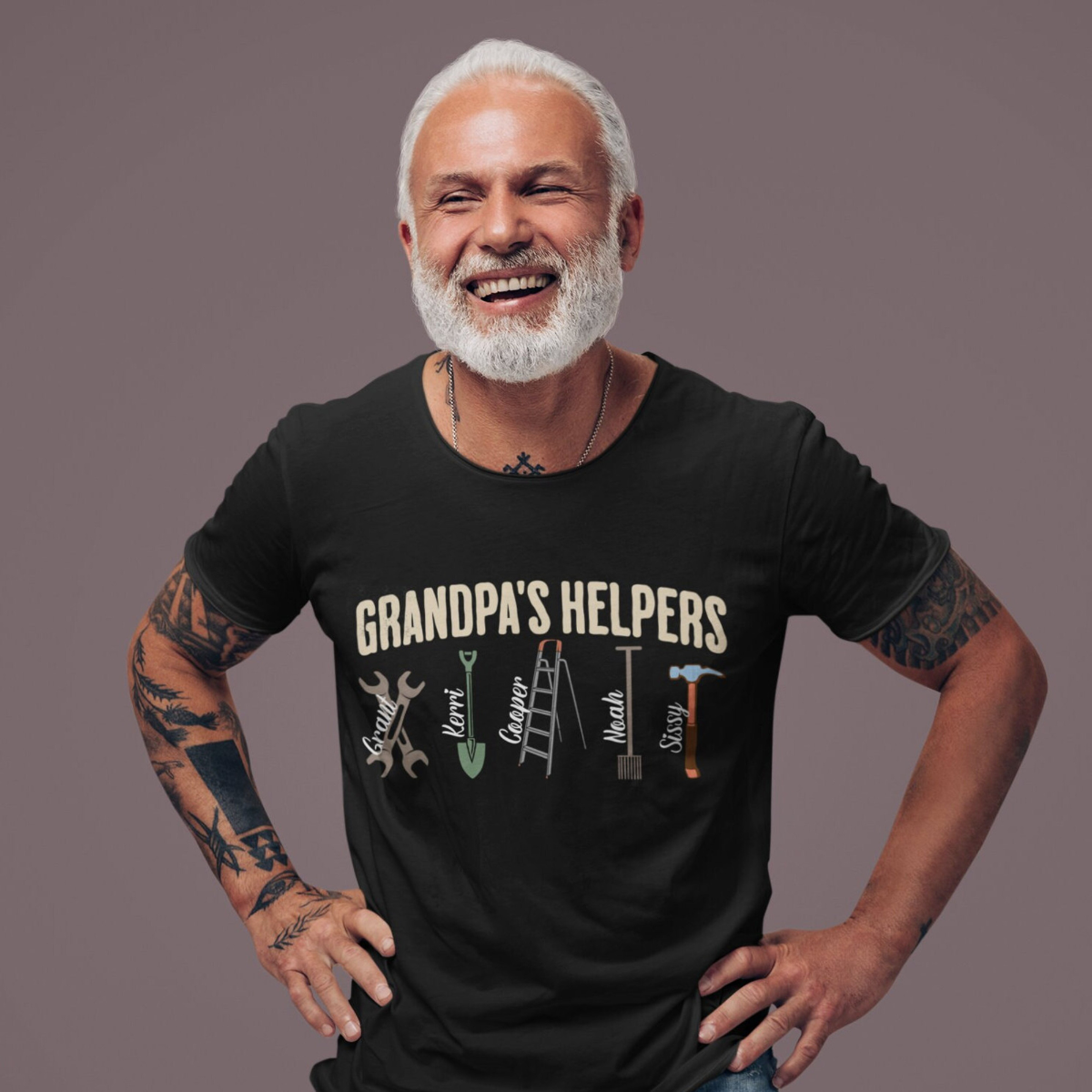 Grandpa's Helpers T-Shirt, Customize Grandchildren's Names, Best for Fathers Day, Father's Day, Birthday Gift for Dad, Gift for Grandfather