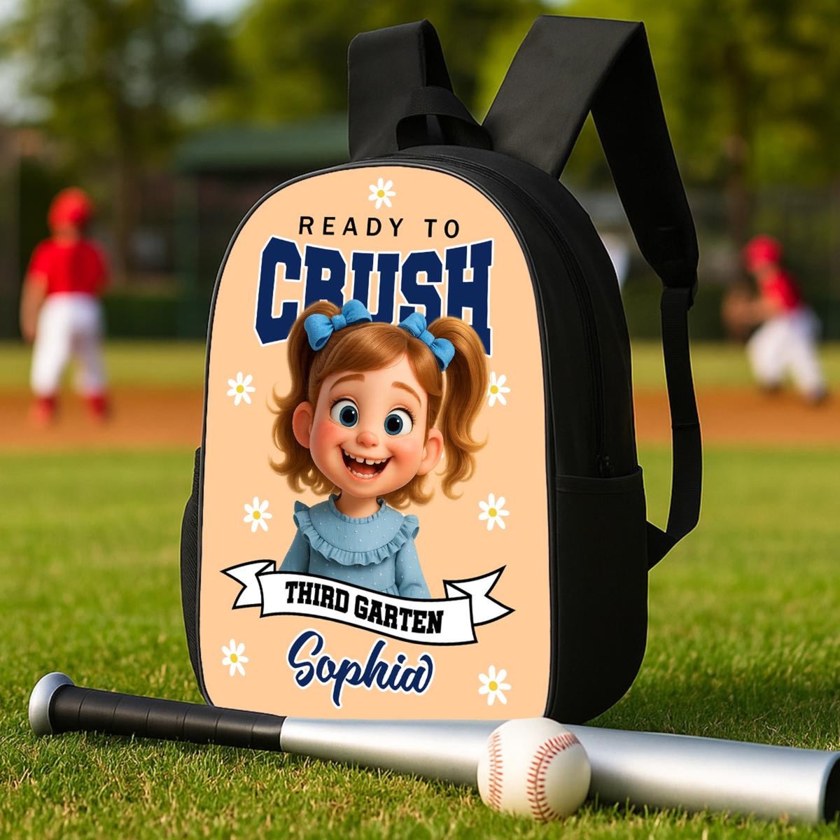 Personalized Ready To Crush Backpack With Custom Cartoon Photo, Name & Grade, Back To School Gift For Girls, Cute Kindergarten Bag