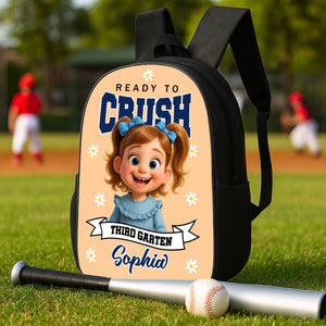 Personalized Ready To Crush Backpack With Custom Cartoon Photo, Name & Grade, Back To School Gift For Girls, Cute Kindergarten Bag