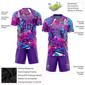 Custom Graffiti Pattern Purple-White Sublimation Soccer Uniform Jersey