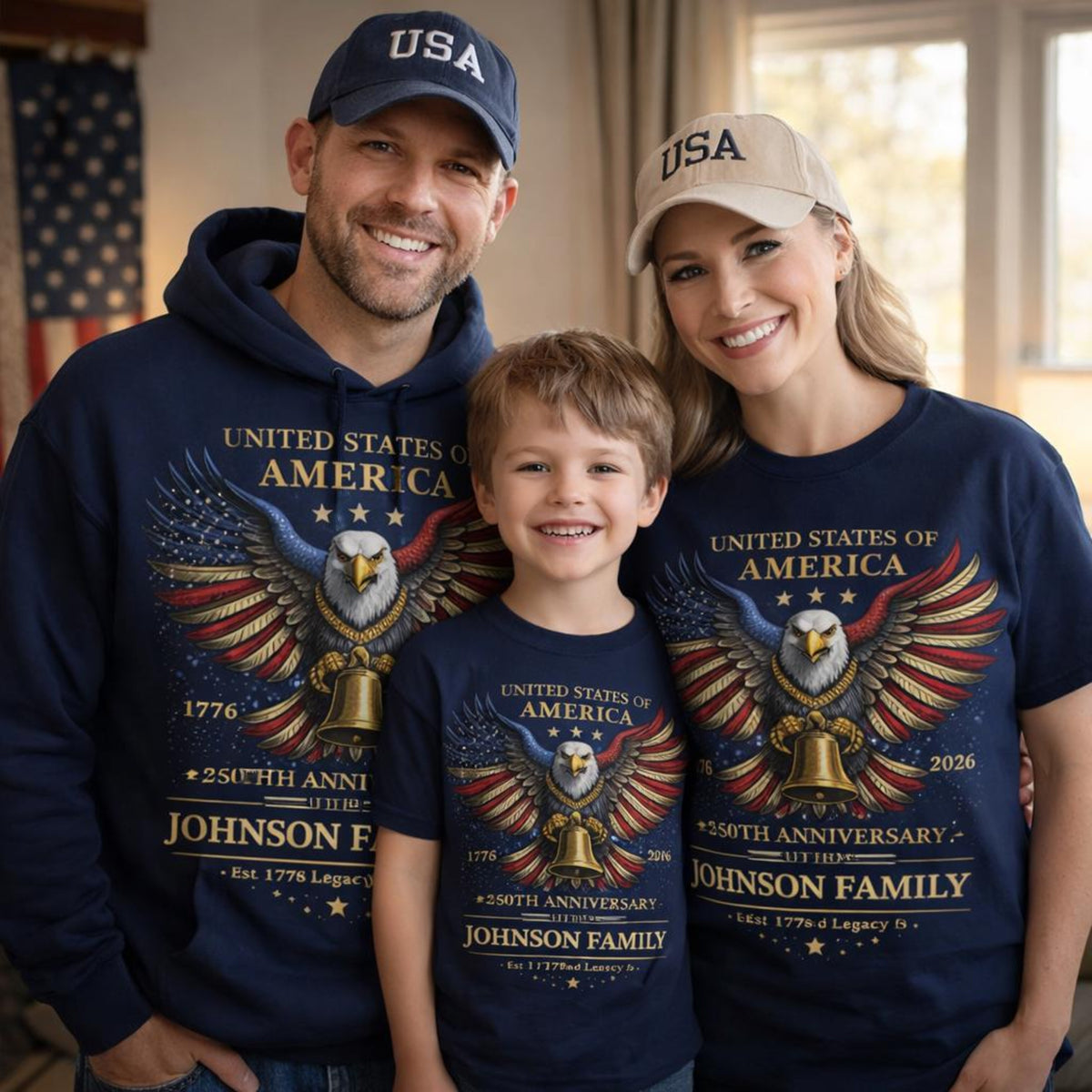 Custom Family 250th Anniversary Patriotic Eagle Shirt