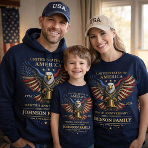 Custom Family 250th Anniversary Patriotic Eagle Shirt