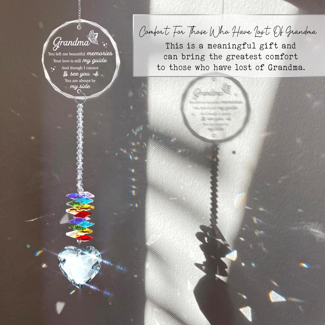 Crystal Ornament Sympathy Loss of Grandma Gift, Memorial Rainbow Suncatcher, Memorial Keepsake, Remembrance Consolation Grief Loss Of Nana