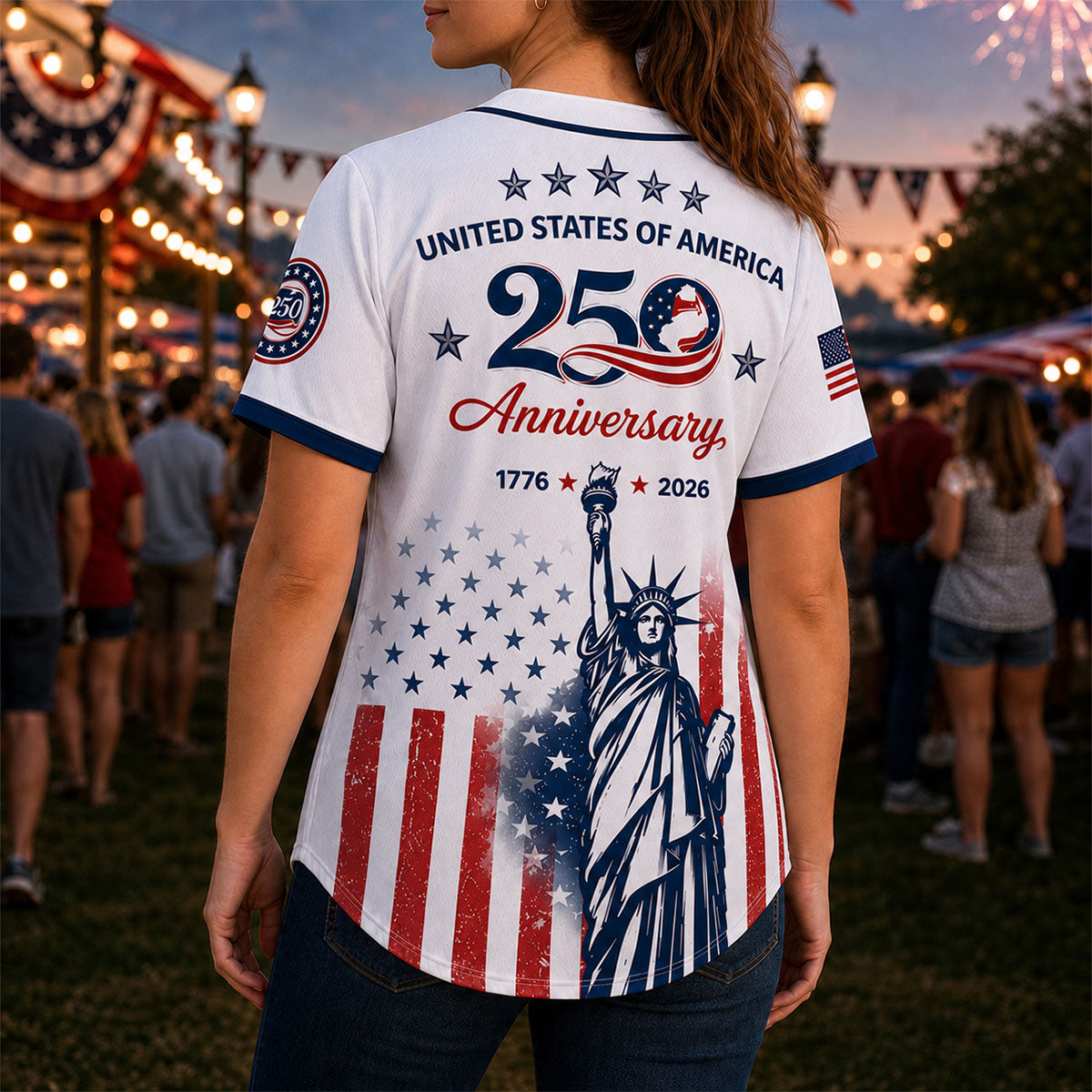USA 250th Anniversary Patriotic Statue of Liberty Baseball Jersey Shirt