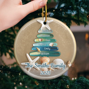 Sea Glass Family Tree - Personalized Ornament - Christmas Gift For Family