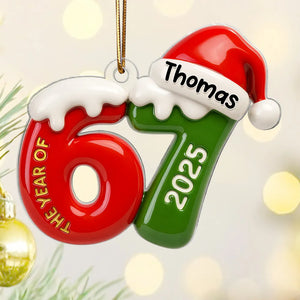 Custom Name 67 Six Seven 3D Effect - Personalized Acrylic Ornament - 2025 Slang, Funny Teen Grandkid