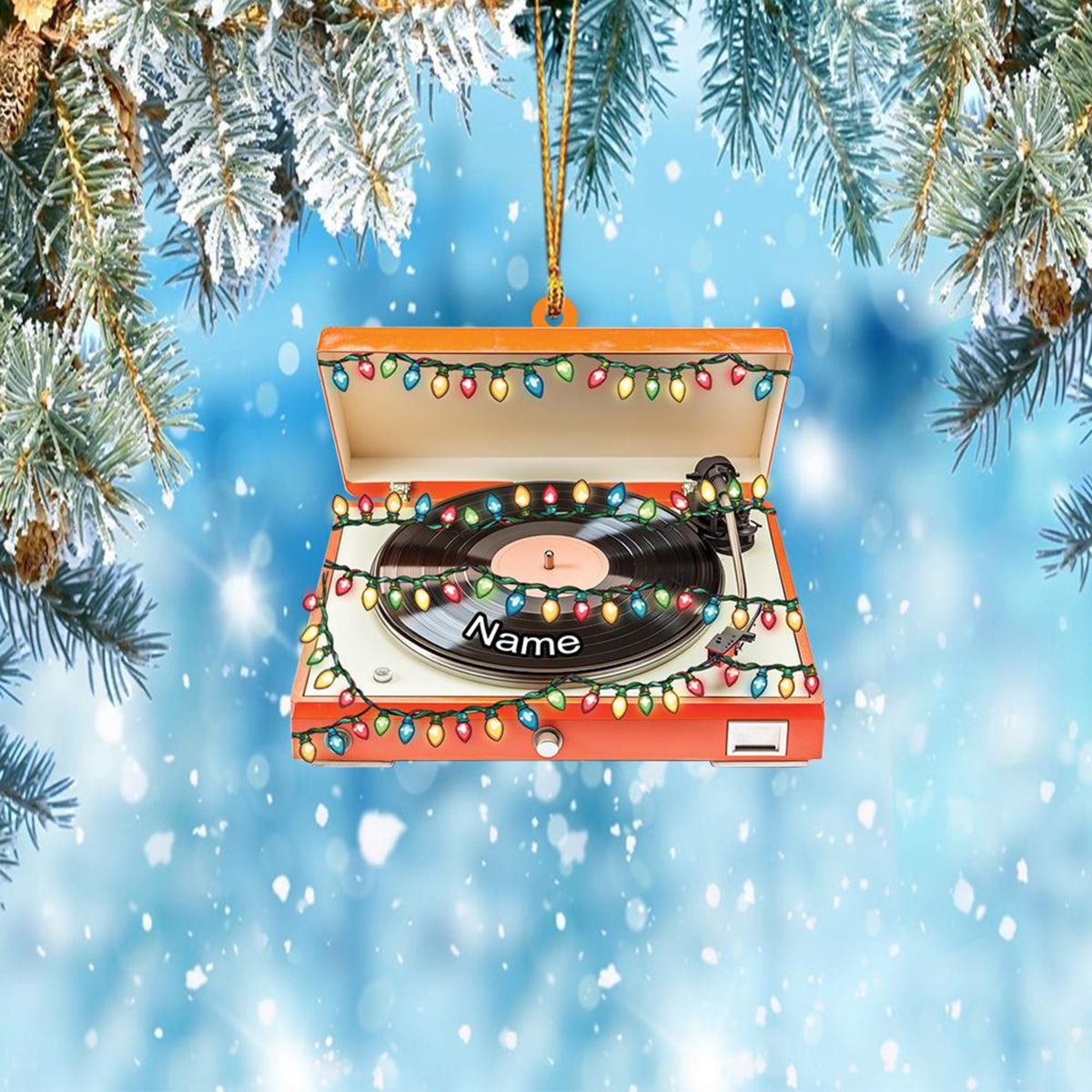 Personalized Record Player Ornament, Vinyl Record Player Christmas Ornament, Musician Ornament, Music Room Holiday Ornament