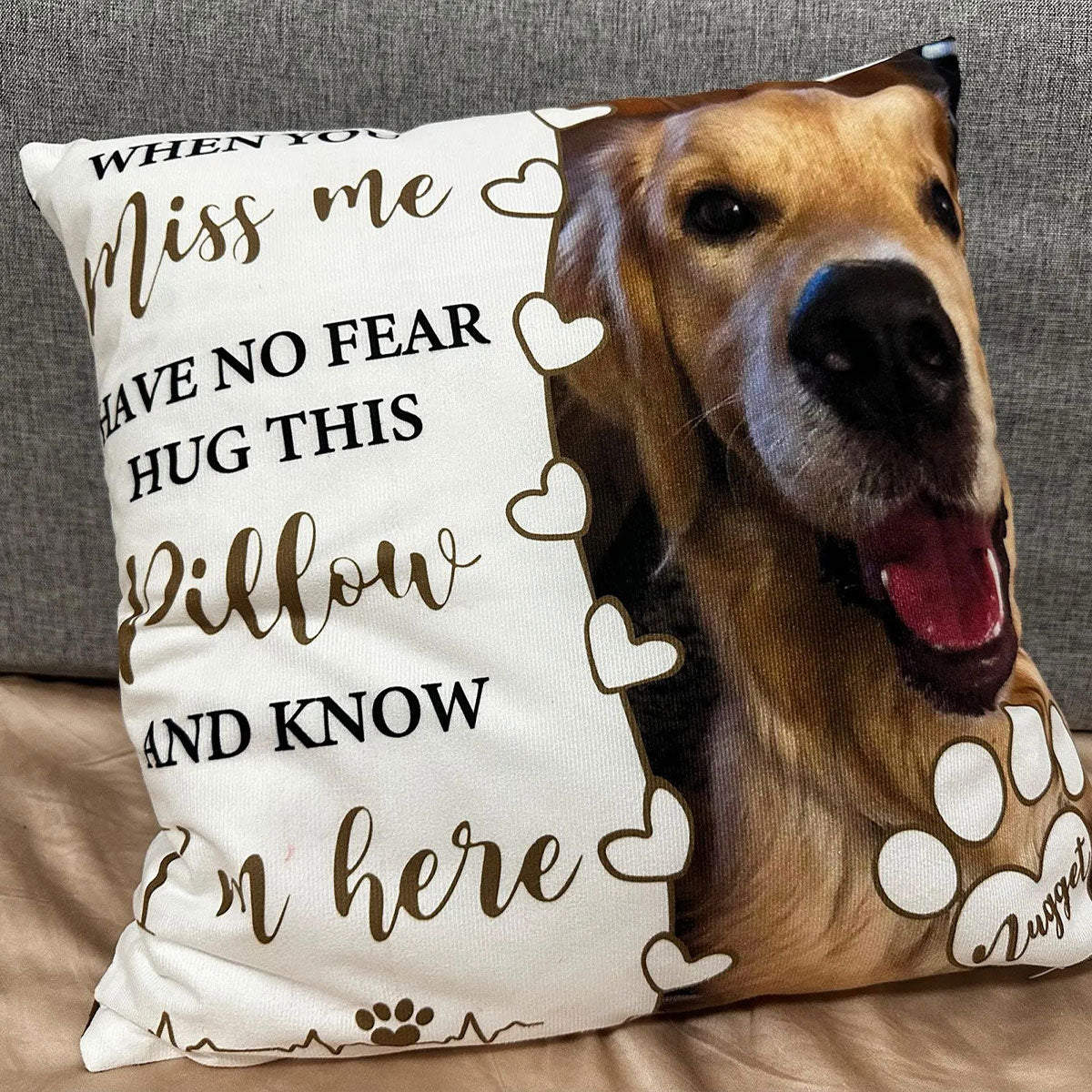 When You Miss Me - Personalized Memorial Pillow With Pet's Photo