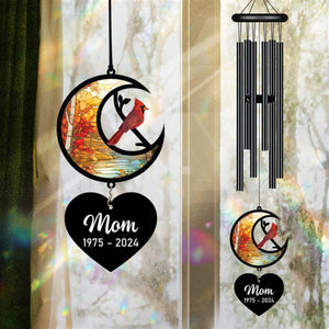 Personalized Memorial Wind Chime, Red Bird Wind Chime, Cardinal Bird Suncatcher Wind Chime, In Loving Memory, Family Gift, Love Family
