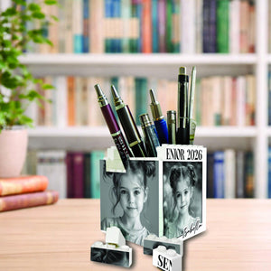 Personalized Brick Pencil Pot with Photo, Senior 2026 Gift for Girl, Custom Desk Organizer, Graduation Keepsake Gift for Daughter