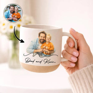 Father's Day Gifts, Custom Photo Watercolor Art Father's Day Gift For New Dad, Husband - Personalized Pottery Mug