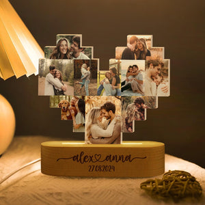 Personalized Valentine's Couples Gift, Couples Photo Night Light, Custom Picture Heart Light, Anniversary Gift For Couples, Engagement Gift