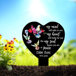 Personalized Memorial Stake Acrylic, Hummingbird Stake, Heart Garden Stake, Sympathy Sign, Memorial Plaque, Grave Marker, Garden Decor