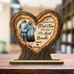 From Our First Kiss Till Our Last Breath - Personalized Wooden Plaque - Anniversary Gift For Couple, Valentine's Day Gift