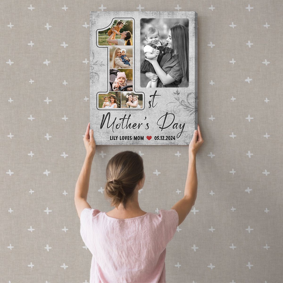 Happy First Mothers Day Gift Custom Photo - Personalized Canvas - Gift For Mom, Mother's Day, Birthday Gift