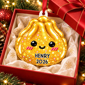 Super Cute Funny Dumpling Dim Sum Custom Name - Personalized Acrylic Ornament - Christmas Gift, Keepsake For Kids, Teenagers