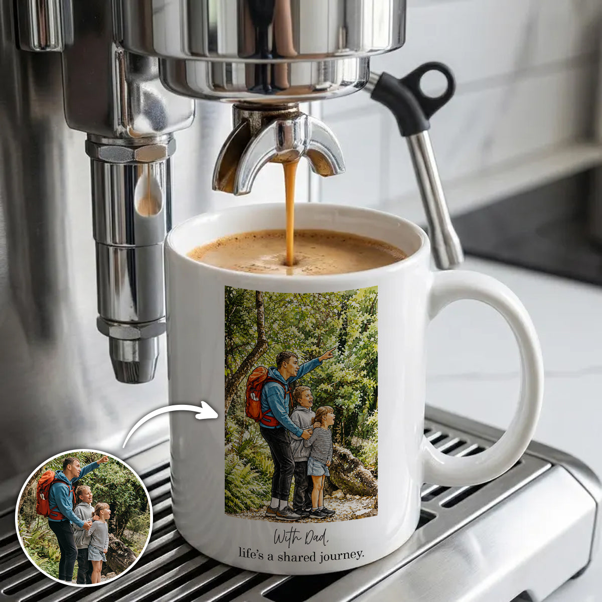 Custom Dad Portrait Photo Gifts, Personalised Daddy Mug