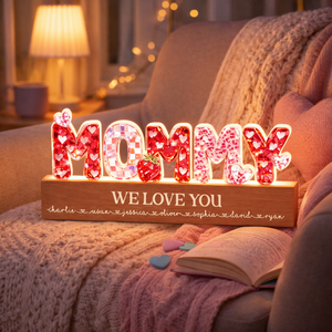 Mommy We Love You 3D Crystal Effect - Personalized Acrylic Block LED Night Light - Heartfelt Gift for Mom, Mother's Day Gift