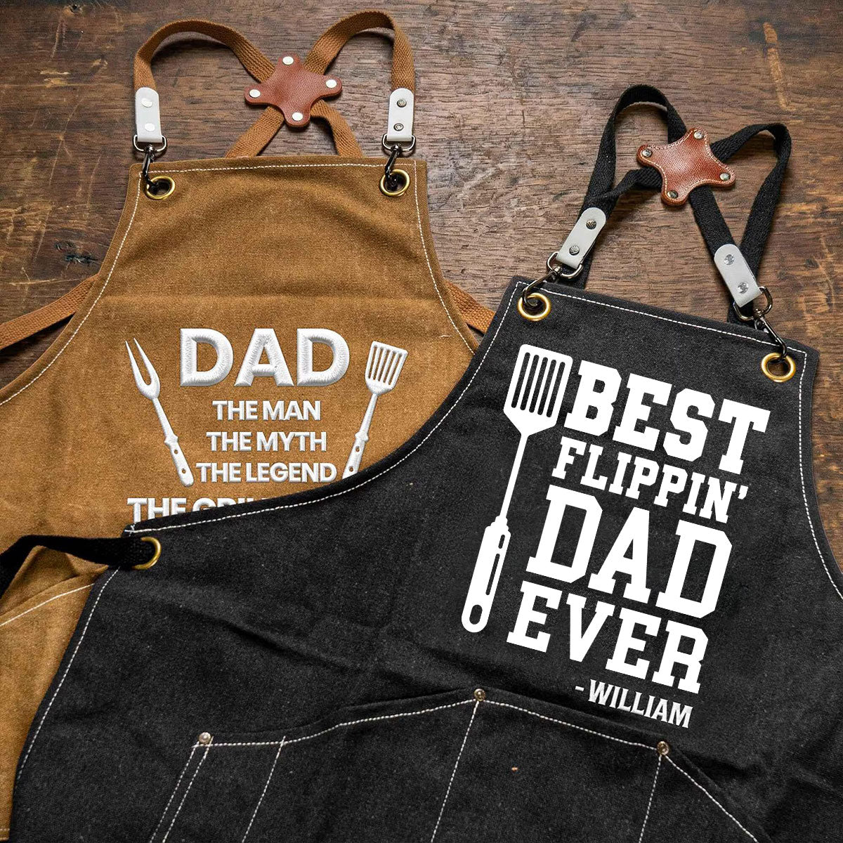 The Grillfather: The Man The Myth The Legend - Personalized Apron for Dad, Grandpa