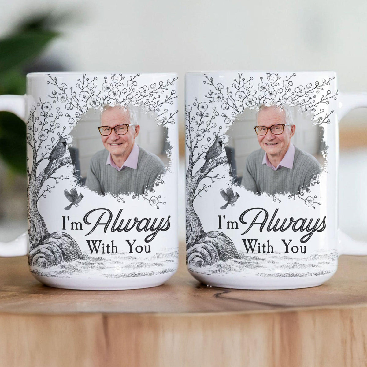 Toile De Jouy Memorial I'm Always With You Personalized Photo Mug, Photo Memorial Mug, Rememberance Mug, Memorial Gift