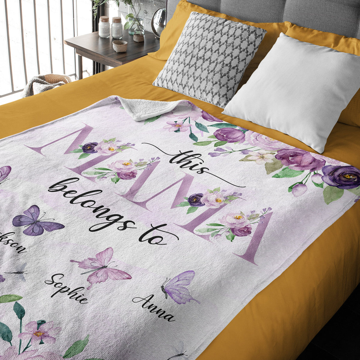 Mother Belongs To Blanket, Custom Mom Blanket Gift, Floral Style Blanket, Personalized Mom Gift, Blanket With Kids Name, Mother's Day Gift
