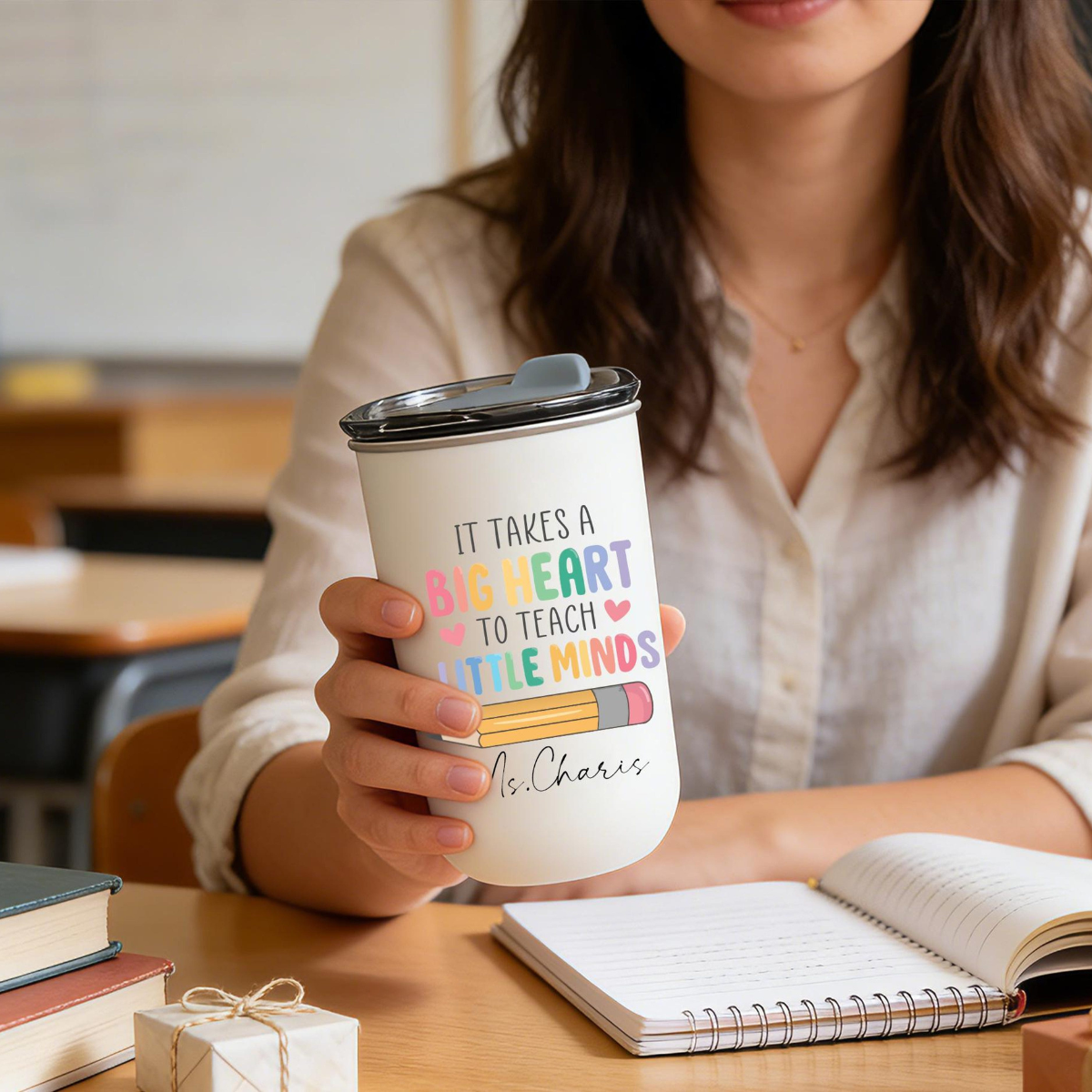 Personalized Teacher Tumbler 10oz, Custom Name Coffee Cup, Thank You Gifts, Teacher Appreciation Gift