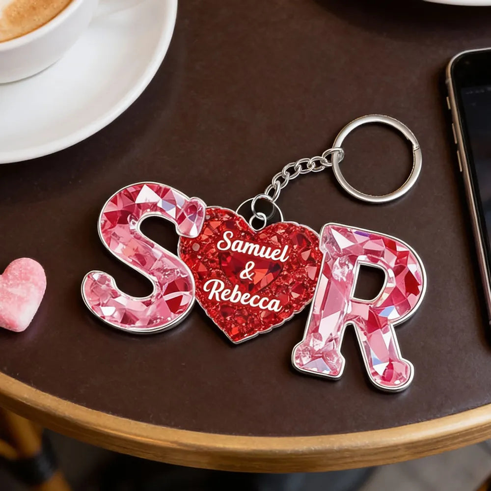 Couple Love Initial - Personalized Acrylic Keychain - Heartfelt Anniversary, Valentine's Day Gift For Couple