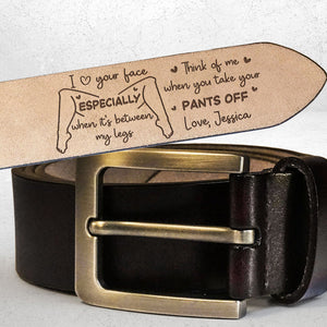 I Love Your Face - Personalized Engraved Leather Belt - Valentine's Day Gift For Husband, Boyfriend