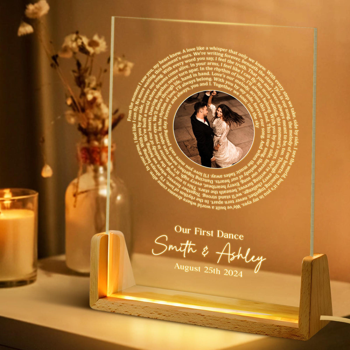 Our First Dance Personalized Record Song with Lyrics Night Light, Custom Song Lyrics, LED Night Light Wedding Gift