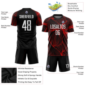 Custom Black White-Red Sublimation Soccer Uniform Jersey