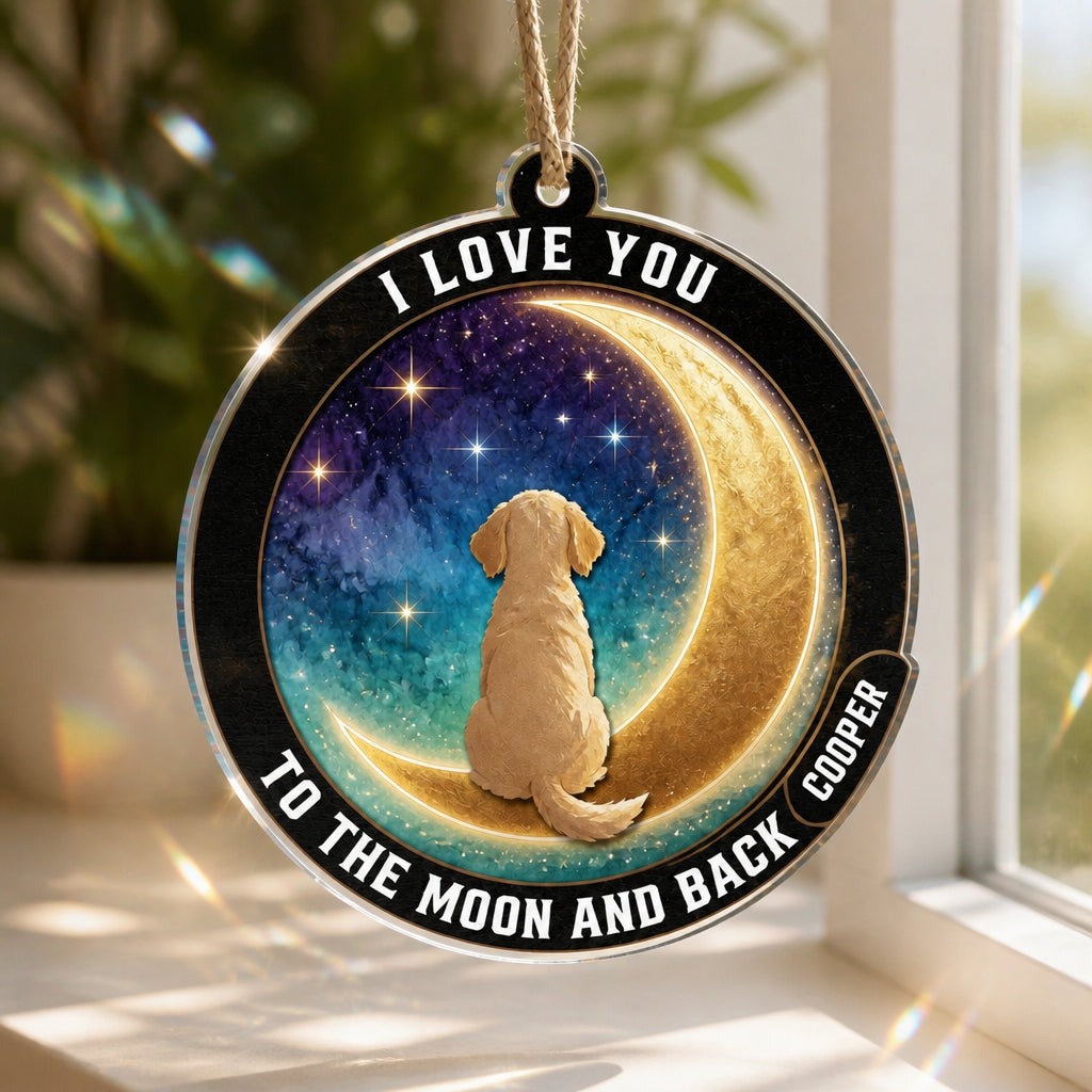 Moon & Back Dog Suncatcher – Personalized Pet Name - Personalized Suncatcher Ornament 3a17f0ad-00cc-42c7-b5b4-3dca3a6cc87b.jpg