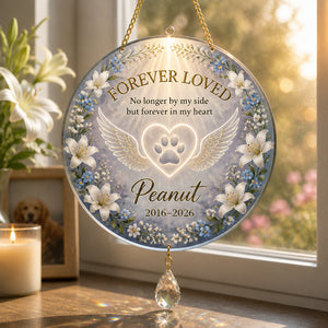 Forever Loved Pet Memorial Canvas – Name & Years - Personalized 1 Layered Suncatcher with Charm 3a45ed12-1c0a-4a08-b376-12056fbe90cc.jpg