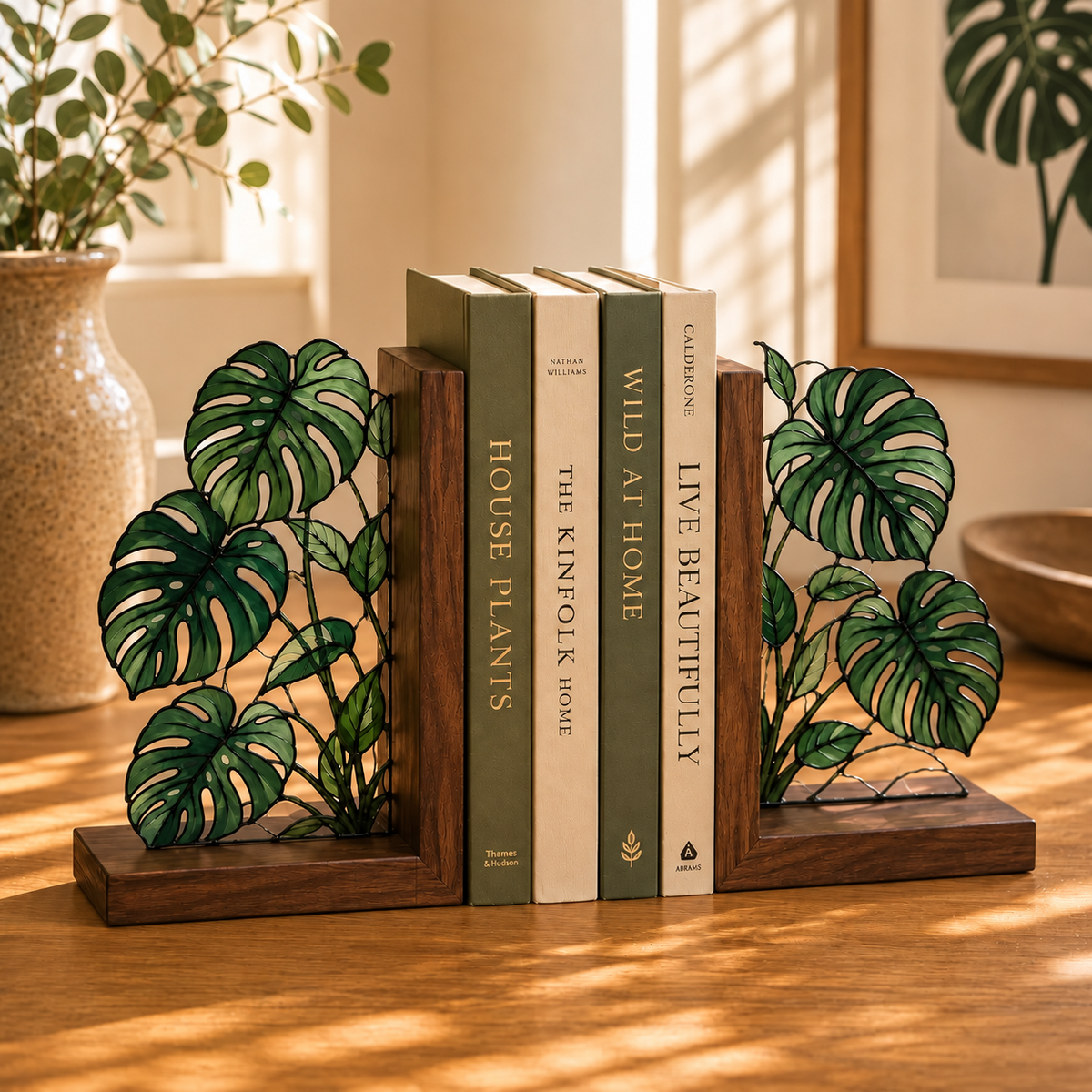 Monstera Stained Glass Bookends, Walnut Wood Botanical Book Decor, Tropical Plant Bookshelf Accent, Book Lover Gift, Housewarming Gift 3a5a4192-ebd2-4c3c-9e5f-0f466650aa6c-ChatGPT-Image-Oct-17-2026-12_15_05-AM.png