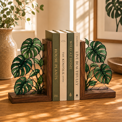 Monstera Stained Glass Bookends, Walnut Wood Botanical Book Decor, Tropical Plant Bookshelf Accent, Book Lover Gift, Housewarming Gift 3a5a4192-ebd2-4c3c-9e5f-0f466650aa6c-ChatGPT-Image-Oct-17-2026-12_15_05-AM.png