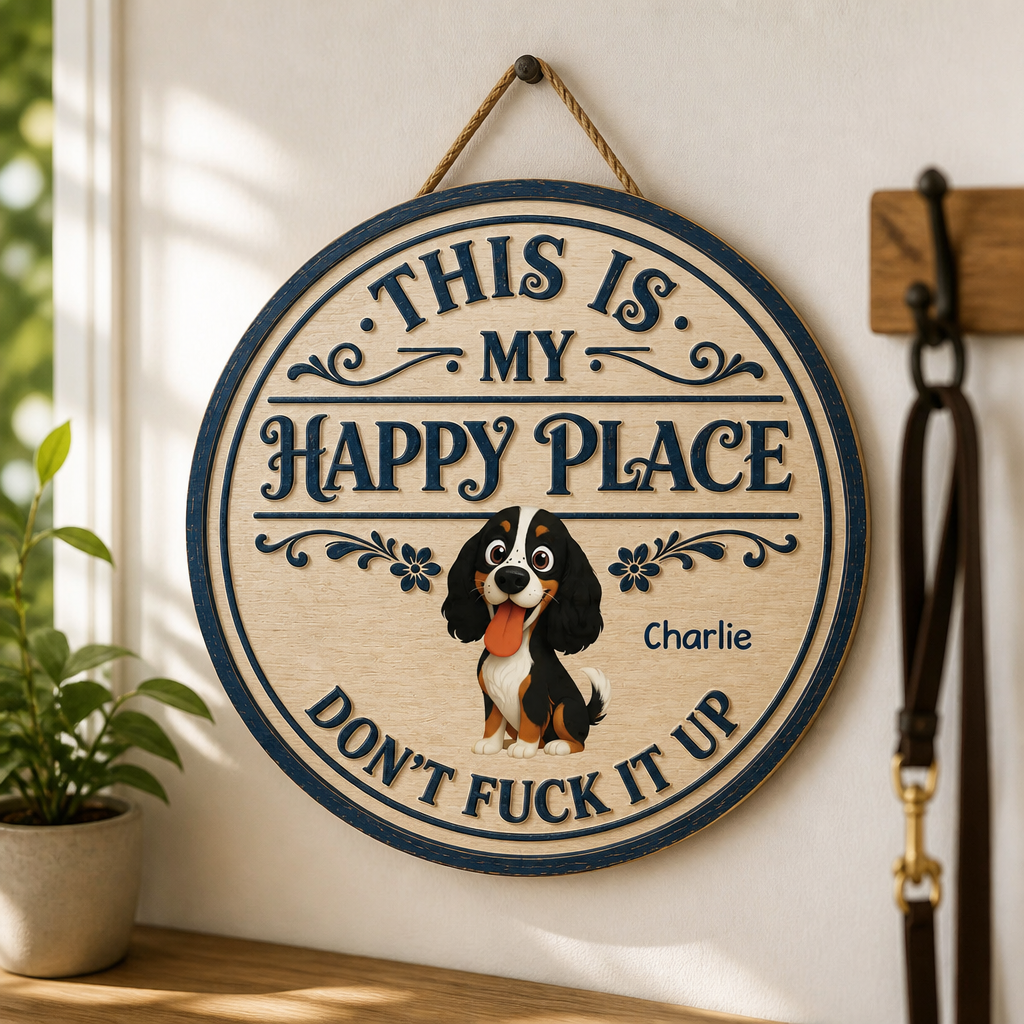 Dog Owner Happy Place Round Wood Sign – Custom Pet Cartoon & Name - Personalized Wood Sign 3a5a9dcd-771d-4f32-b76b-2e1139eff2ca.png