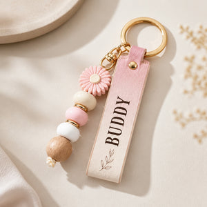 Pet Photo & Name Leather Keychain with Daisy Bead - Personalized PU Leather Keychain Daisy Bead Pendant 3a750d59-ebcc-4299-8c9a-60e5250e0e02.jpg