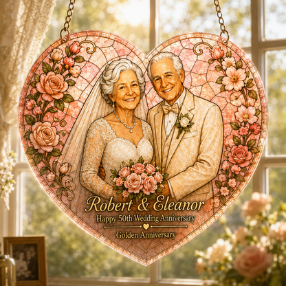 Personalized 50th Wedding Anniversary Faux Stained Glass Suncatcher, Custom Couple Photo Heart Ornament, Golden Anniversary Gift for Parents 3a9128c4-b821-4506-9da3-c25fa9288a9b-Image-Aug-17-2026-10_11_57-AM-3-.png