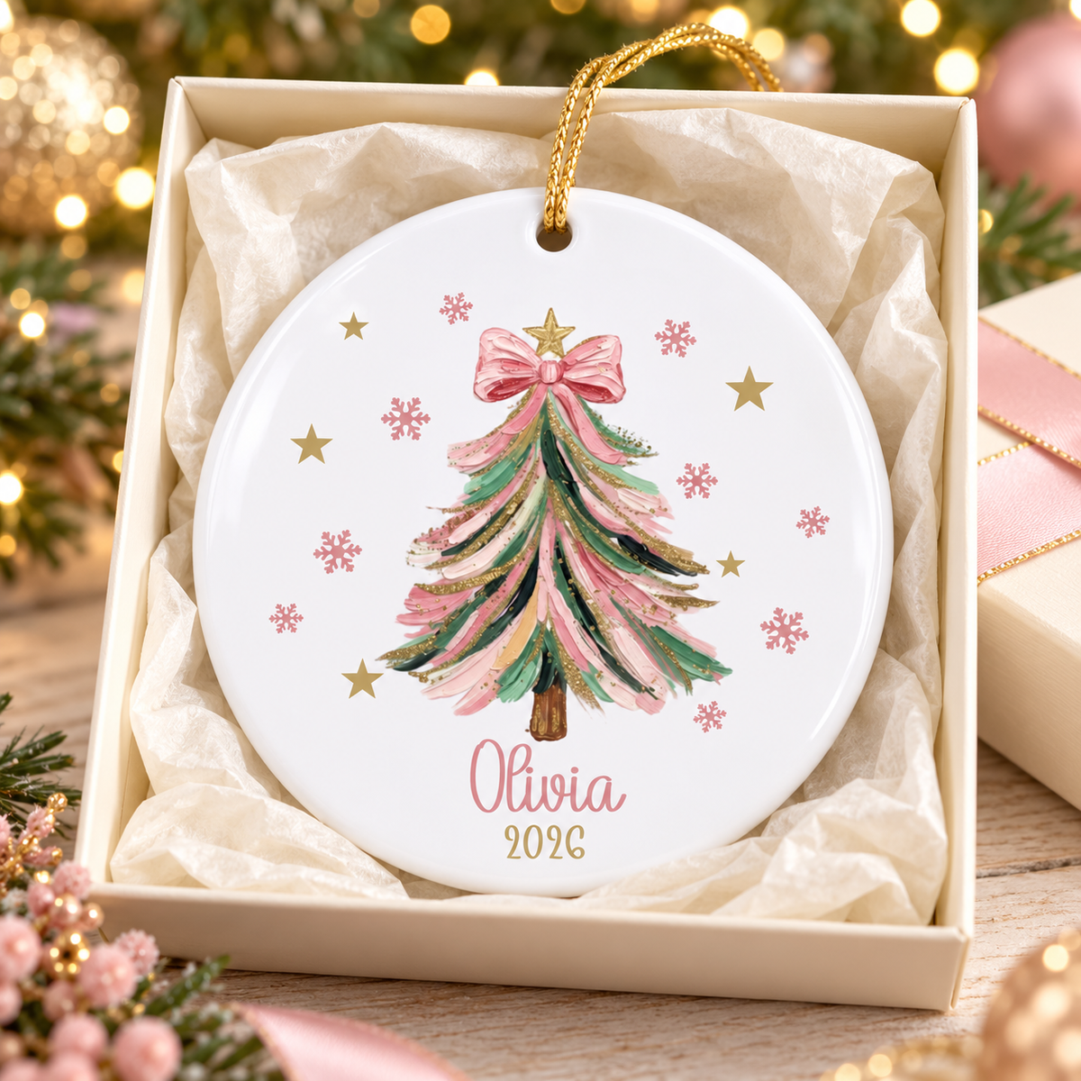 Girls Christmas Ornament, Personalized Coquette Christmas Ornament, Custom Kids Christmas Ornament, Stocking Stuffer for Girl 3a964b83-2770-4cb6-83c1-378885872fb7-1.png