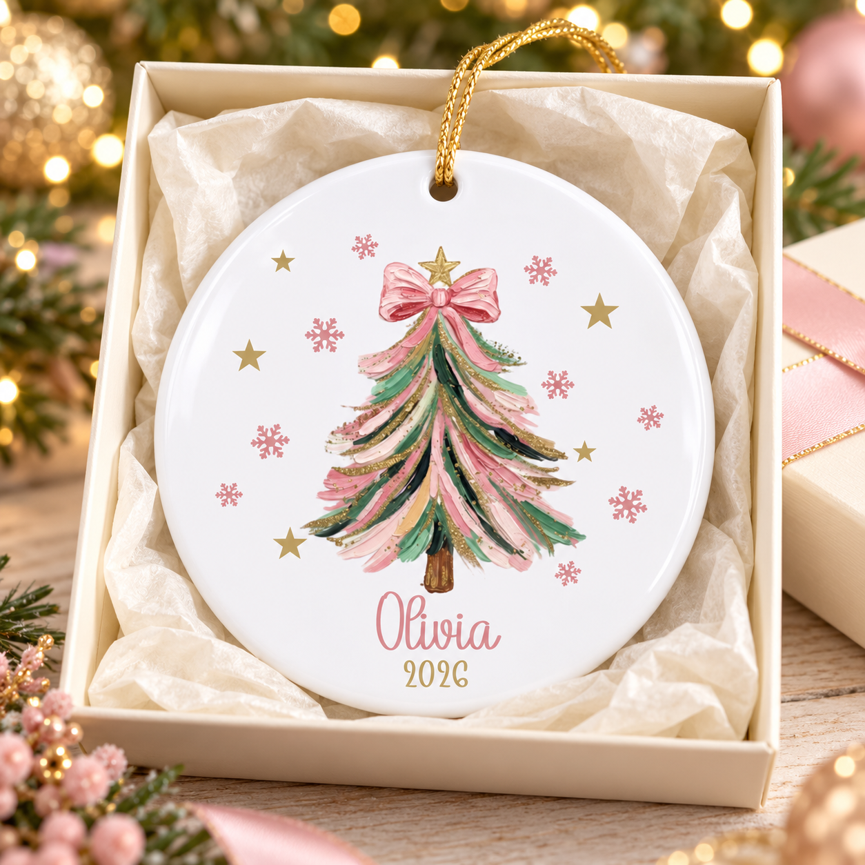Girls Christmas Ornament, Personalized Coquette Christmas Ornament, Custom Kids Christmas Ornament, Stocking Stuffer for Girl 3a964b83-2770-4cb6-83c1-378885872fb7-1.png