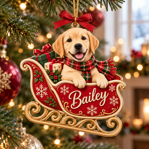 Personalized Dog Christmas Ornament – Custom Pet Photo & Name, 3D Relief Santa Sleigh Ornament, Christmas Gift for Dog Lovers 3aa4ff8a-245a-4e5e-af33-e7f1645c3d7e-Bailey-Puppy-Sleigh-Ornament-on-Christmas-Tree-1.png