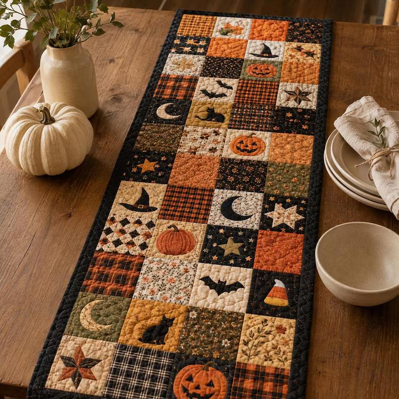 Retro Halloween Patchwork Quilt Table Runner, Pumpkin Black Cat Bat Candy Corn Table Decor, Autumn Fall Thanksgiving Table Runner 3aa93958-e3fc-46fa-a1bd-e795735ac545-tyyr4yfhhbbbbb-1-.jpg