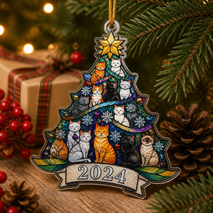 Stained Glass Cats Christmas Tree Shape Ornament – Custom Year - Personalized Shape Ornament 3ab47cc9-f884-44f7-89aa-7c325caa6008.jpg