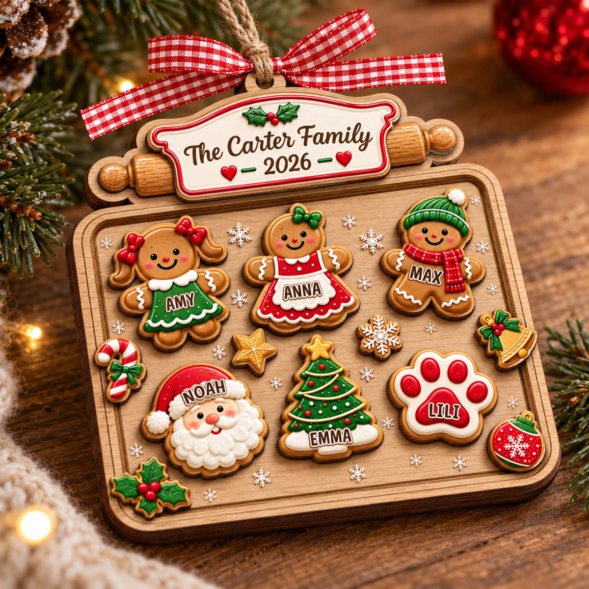 Custom Gingerbread Family 2 Layer Wooden Ornament, Personalized Christmas Cookie Tray Ornament, Family Keepsake, Family Of Four Ornament 3ad0b613-c8ac-4d3a-ba36-214537e3088e-1.jpg