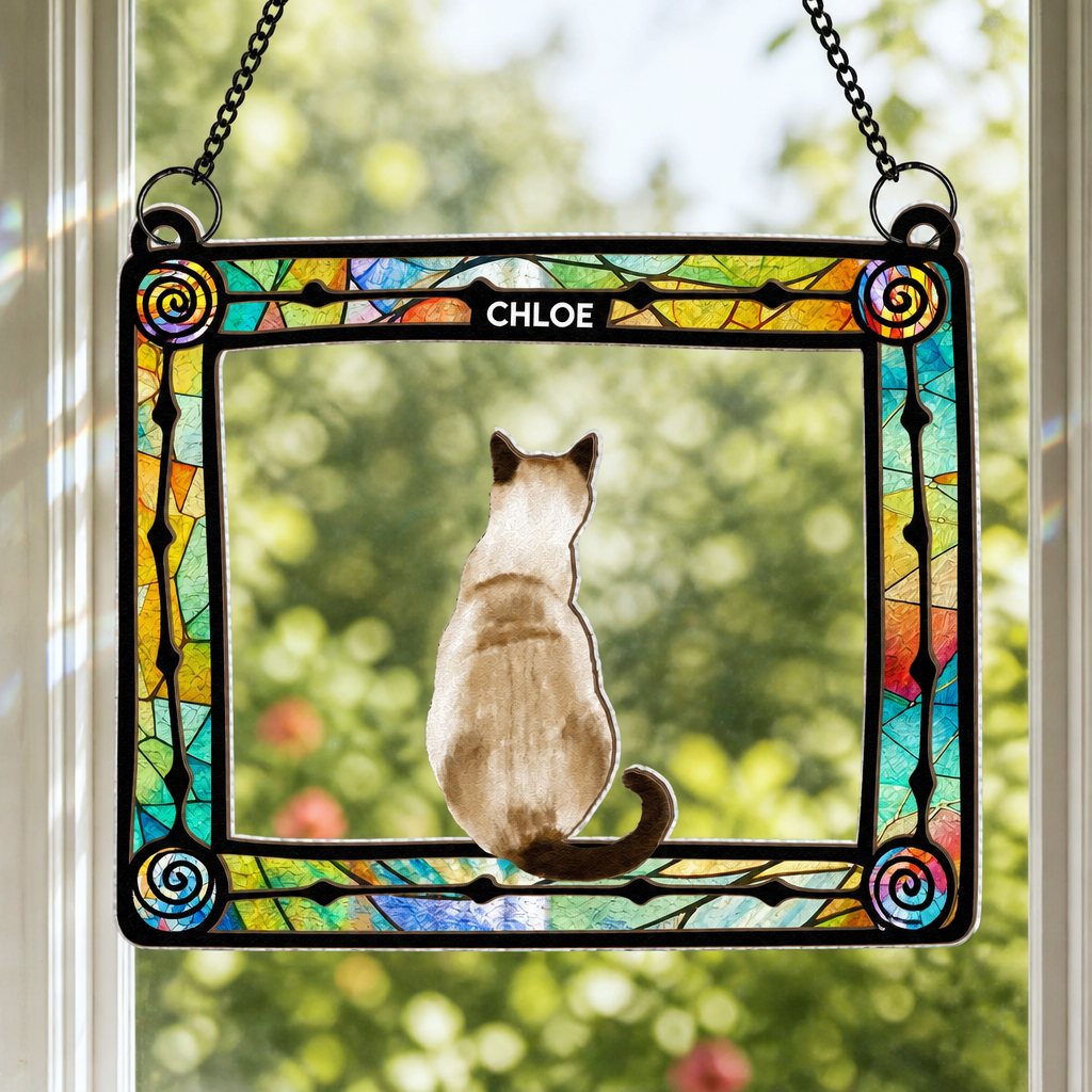 Personalized Cat Stained-Glass Suncatcher with Name - Personalized Rectangle Stained Glass Suncatcher (PW) 3ad4df82-7a39-48cc-ac2b-5acaa4949ea5.png