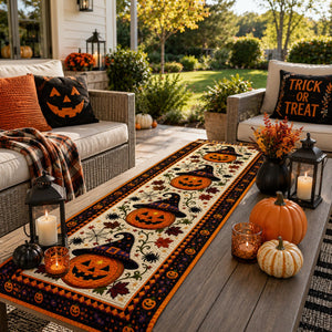 Halloween Pumpkin Quilt Table Runner, Witch Hat Fall Decor, Autumn Spider Web Bats 3ae71d1c-2683-48a3-9957-718811d66c3d-7.jpg