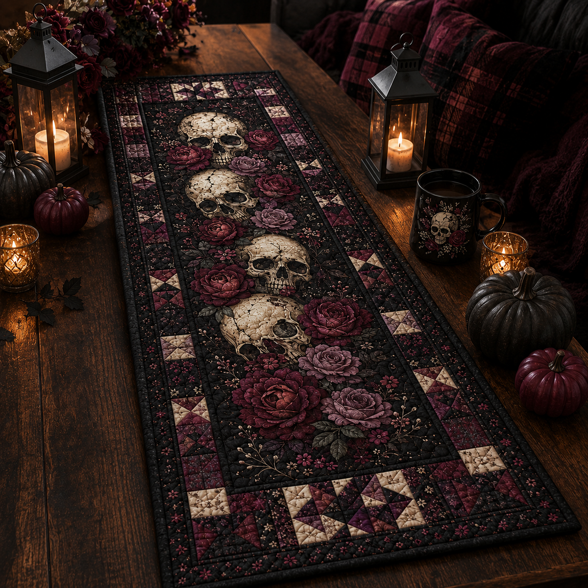 Gothic Skull & Burgundy Rose Quilted Table Runner, Dark Floral Halloween Table Decor, Victorian Gothic Kitchen Dining Decor 3afd70fb-1cb6-4c40-b495-96ce709e0bf2-Image-Aug-13-2026-02_48_20-PM-2-.png